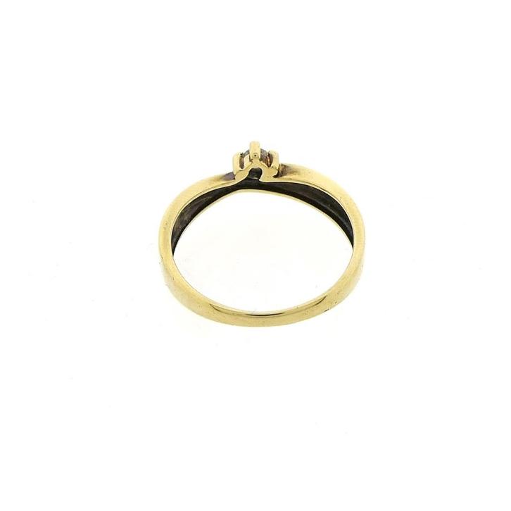 Gouden solitair ring met zirconia, Handtassen en Accessoires, Ringen, Dame, Met edelsteen, Overige kleuren, 19 tot 20, Gebruikt