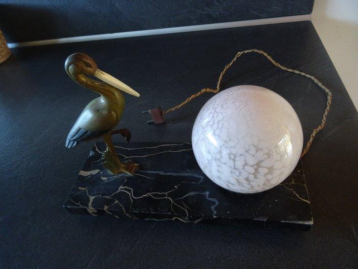 Gual - Gual - Lampe de table - Bronze - Lampe Héron signée, Antiquités & Art, Art | Objets design