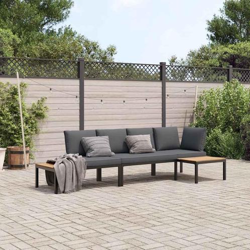 vidaXL 3-delige Loungeset met kussens aluminium zwart, Tuin en Terras, Tuinsets en Loungesets, Loungeset, Nieuw, Verzenden