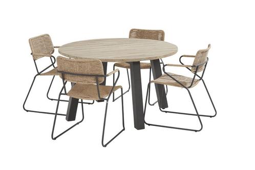 Taste by 4 Seasons Swing dining set naturel met Derby tafel, Tuin en Terras, Tuinsets en Loungesets