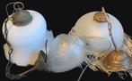 Lamp - glas, metaal, kraaltjes - Drie vintage hanglampen, Antiquités & Art