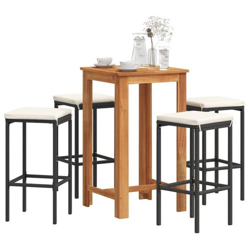vidaXL 5-delige Tuinbarset massief acaciahout en poly rattan, Tuin en Terras, Tuinsets en Loungesets, Nieuw, Verzenden