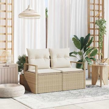 vidaXL Tuin Sofa met kussen Beige 120 x 62 x 69cm poly, Verzenden