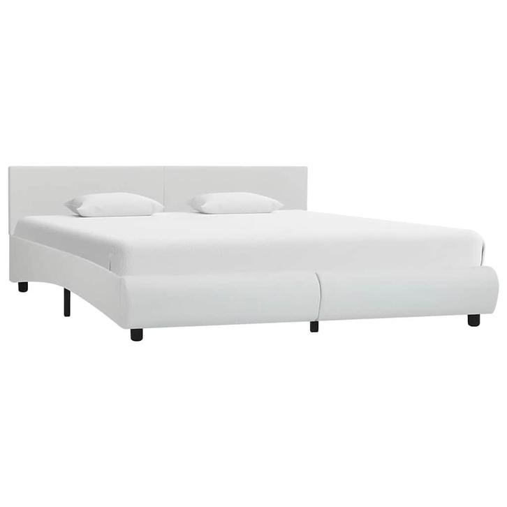 vidaXL Bedframe met LED kunstleer wit 160x200 cm, Huis en Inrichting, Slaapkamer | Bedden, Nieuw, Verzenden