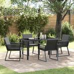 vidaXL Tuin Eettafel Set 5 pcs Zwart Poly rattan, Verzenden, Nieuw