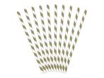 Papieren Rietjes Goud Wit 19,5cm 10st, Verzenden, Nieuw