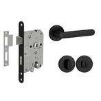 Deurbeslag set met WC-slot en deurklink Tondo zwart, Ophalen of Verzenden, Nieuw, Overige materialen, Klink of Kruk
