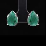 Oorbellen - 18 karaat Witgoud - 7.81ct. tw. Smaragd