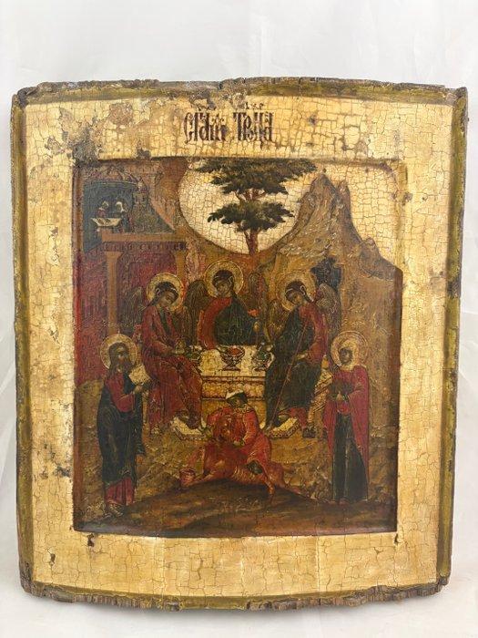 Icoon - Oudtestamentische Triniteit - Hout, Antiek en Kunst, Kunst | Niet-Westerse kunst