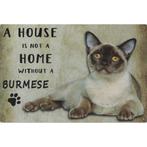 Wandbord Katten - A House Is Not A Home Without A Burmese, Dieren en Toebehoren, Nieuw