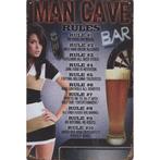 Wandbord reclamebord schild Man Cave Rules bord, Verzenden, Huis en Inrichting