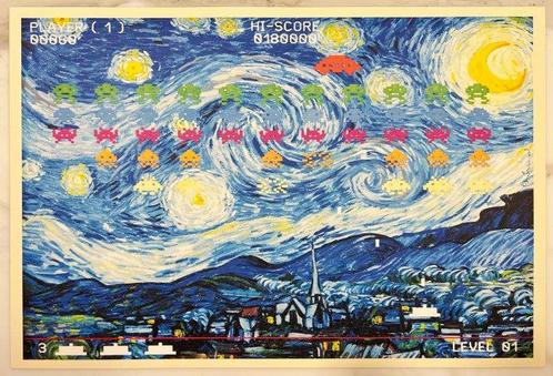 Mr Brainwash (1966) - INVADER vs VAN GOGH Starring Night -, Antiek en Kunst, Kunst | Schilderijen | Modern