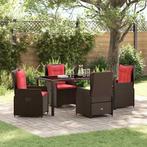 vidaXL Tuin Eettafel Set 5 pcs Bruin Poly rattan, Verzenden, Nieuw