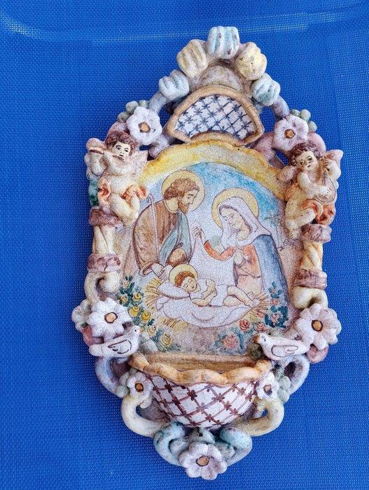 Wijwatervat - Ceramica Salernitana - 20e eeuw - Sacra, Antiek en Kunst, Antiek | Boeken en Manuscripten