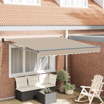 vidaXL Handmatige Inklapbare Parasols Beige 350x250 cm beschikbaar voor biedingen