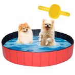 Lendo Online Hondenzwembad met borstel Ø160x30cm PVC Rood, Animaux & Accessoires, Jouets pour chiens, Verzenden