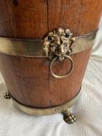 Pot de fleurs - Cache-pot en bois avec bandes en laiton,