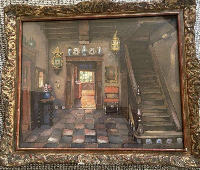 Louis Reckelbus (1864 – 1958) - Interieur van zijn huis, Antiek en Kunst, Kunst | Schilderijen | Klassiek