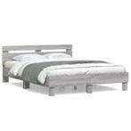 vidaXL Cadre de lit avec tête de lit sonoma gris 140x200, Neuf, Verzenden