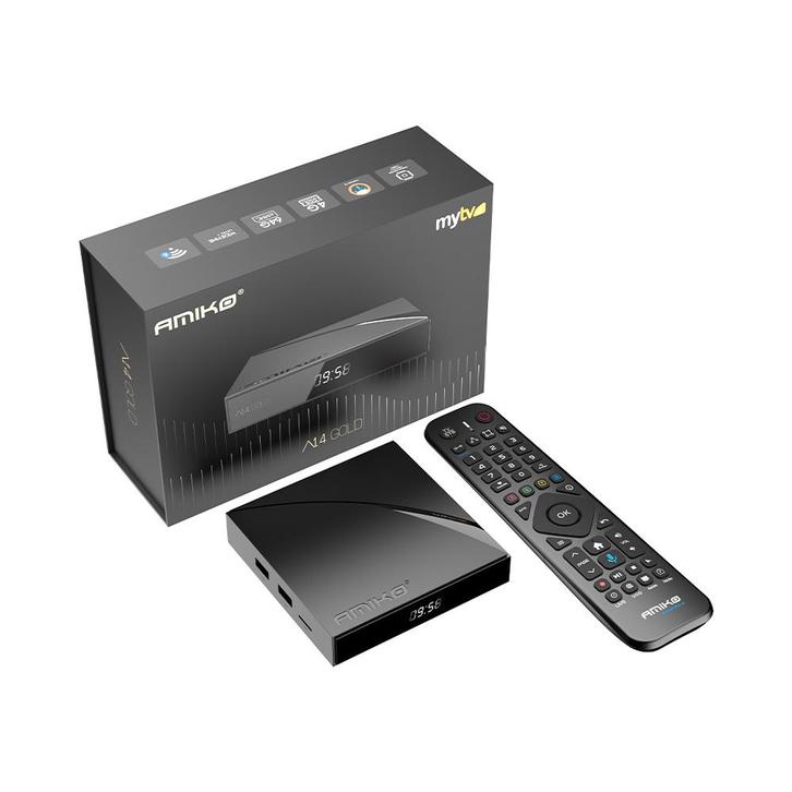 Amiko A14 Gold IPTV Set Top Box - Media streamer, TV, Hi-fi & Vidéo, Télévisions, Neuf, Enlèvement ou Envoi