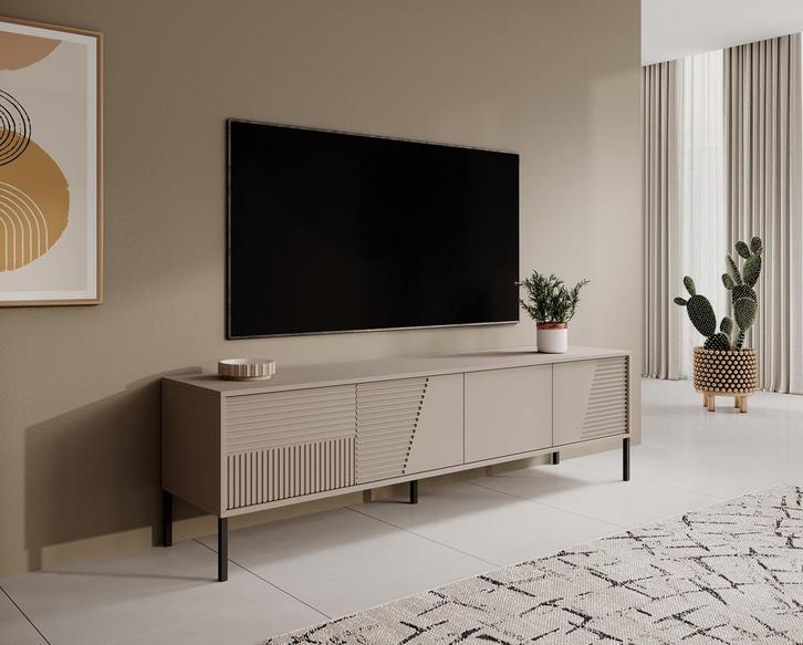 TV-Meubel beige 190x40x53 4 deuren, Huis en Inrichting, Kasten |Televisiemeubels, 25 tot 50 cm, Nieuw, 150 tot 200 cm, Overige materialen