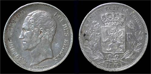 Belgium Leopold I 5 frank 1849 zilver, Postzegels en Munten, Munten | Europa | Niet-Euromunten, België, Verzenden