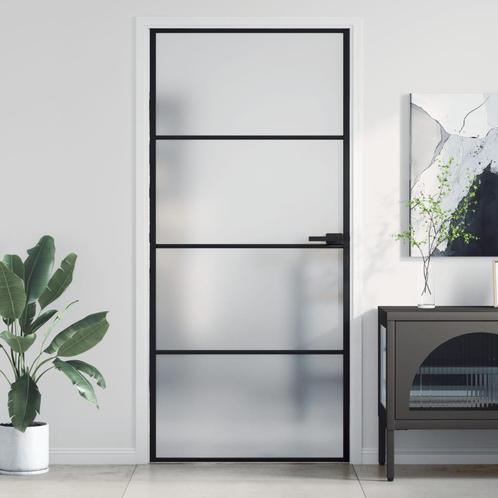 vidaXL Binnendeur smal 93x201,5 cm gehard glas en aluminium, Doe-het-zelf en Bouw, Deuren en Vliegenramen, Nieuw, Verzenden