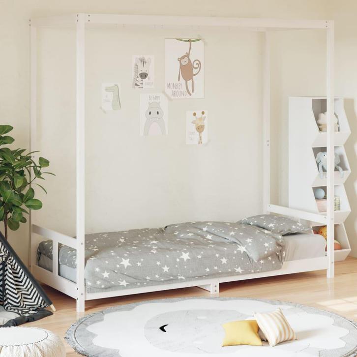 vidaXL Kinderbedframe 80x200 cm massief grenenhout wit, Kinderen en Baby's, Kinderkamer | Bedden, Nieuw, Verzenden