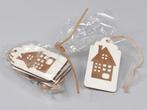 Houten Labels 5 x 8 cm met Huisje 6 stuks, Nieuw