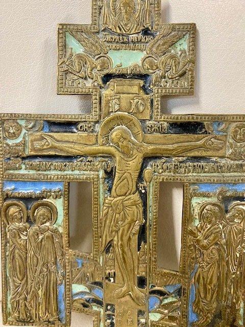 Croix - Émail, Laiton - 1850-1900, Antiek en Kunst, Kunst | Niet-Westerse kunst