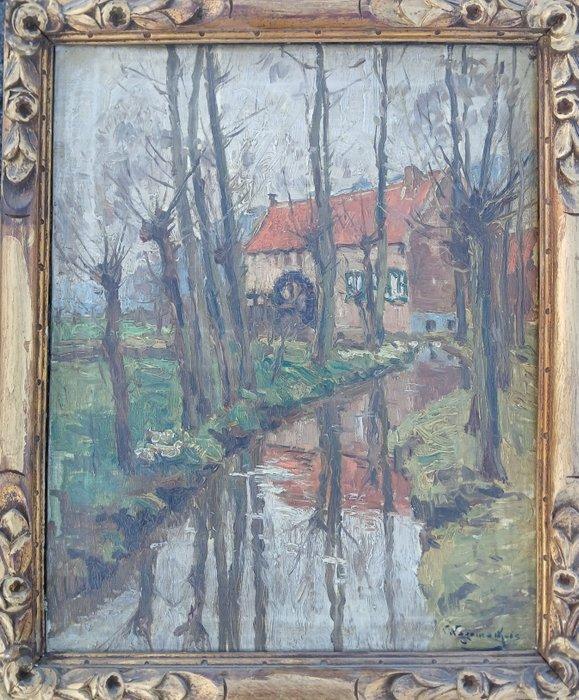 Victor Wagemaekers (1876-1953) - Molen in landschap -, Antiquités & Art, Art | Peinture | Classique