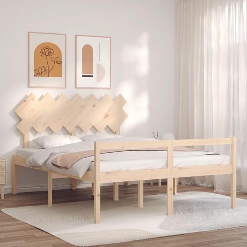 vidaXL Seniorenbed met hoofdbord massief hout 140x200 cm, Huis en Inrichting, Slaapkamer | Bedden, Nieuw, Verzenden