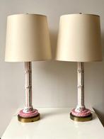 Nachtlampje - Majolica - Een paar tafellampen met kandelaar,