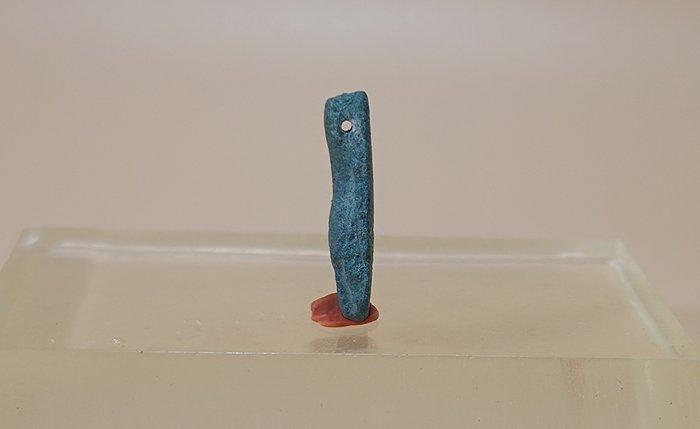 Oud-Egyptisch Faience amulet: gestileerde papyruskolom /, Verzamelen, Mineralen en Fossielen