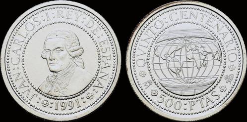 Spain 500 pesetas 1991 Proof zilver, Postzegels en Munten, Munten en Bankbiljetten | Toebehoren, Verzenden