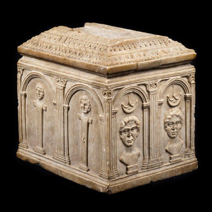 Oud-Romeins Marmer Urn voor crematie voor een huwelijk. Late, Verzamelen, Mineralen en Fossielen