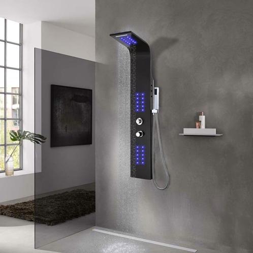 vidaXL Douchepaneel 20x44x130 cm aluminium zwart, Doe-het-zelf en Bouw, Sanitair, Nieuw, Verzenden
