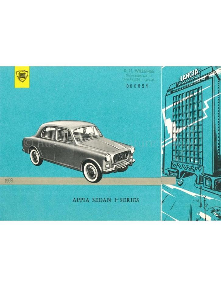 1959 LANCIA APPIA SEDAN BROCHURE ENGELS, Boeken, Auto's | Folders en Tijdschriften