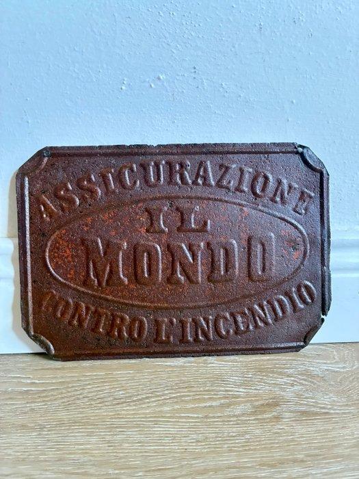 Il Mondo - Wandbord - Latta - Placca Assic. Il Mondo, Antiek en Kunst, Antiek | Wandborden en Tegels