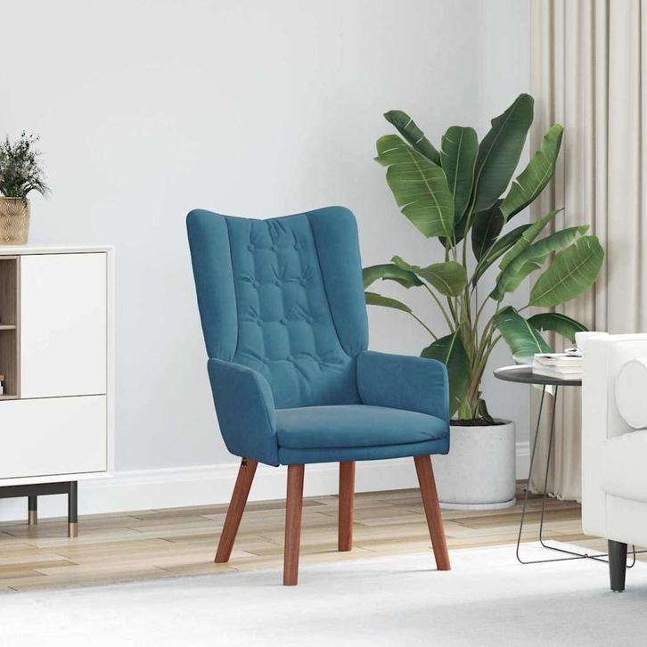 vidaXL Ontspanningsstoel Blauw 63 x 67 x 94 cm Fluweel, Huis en Inrichting, Fauteuils, Nieuw, Verzenden