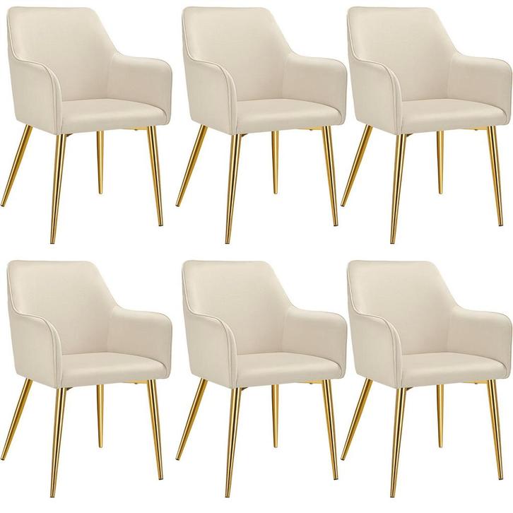 tectake Eetkamerstoel Avane, fluweellook, gestoffeerd - beig, Huis en Inrichting, Stoelen, Verzenden