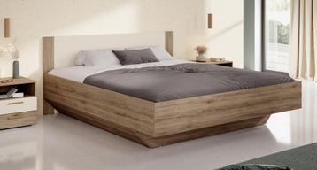 Tweepersoonsbed - Eiken met beige - 180x200 cm beschikbaar voor biedingen