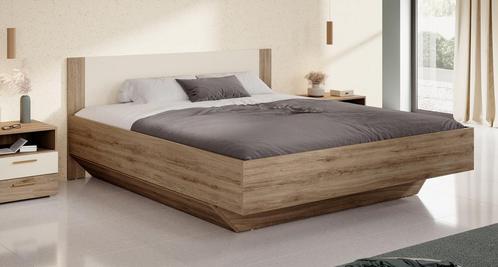 Tweepersoonsbed - Eiken met beige - 180x200 cm, Maison & Meubles, Chambre à coucher | Lits, Envoi