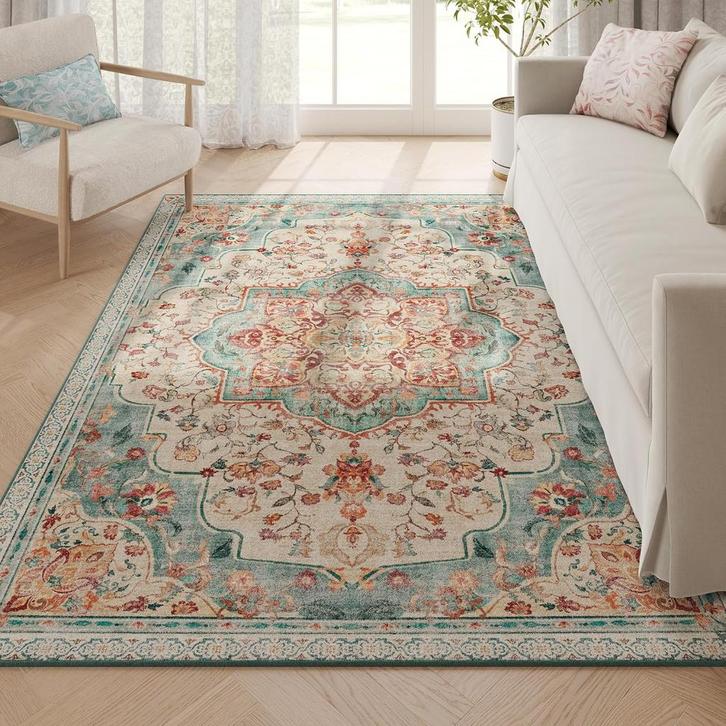 Vloerkleed - Vintage Home – Antislip - Blauw, Huis en Inrichting, Stoffering | Tapijten en Vloerkleden, Blauw, Nieuw, Ophalen of Verzenden