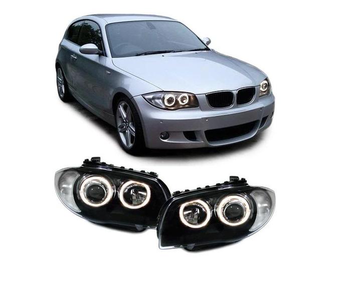 Xenon look Koplampen met Angel Eyes voor BMW 1 Serie E81 E82, Auto diversen, Tuning en Styling, Ophalen of Verzenden
