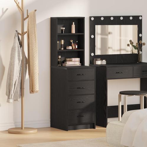 vidaXL Hoogkast Zwart Eiken 40x41x135 cm Bewerkt Hout, Maison & Meubles, Armoires | Dressoirs, Envoi