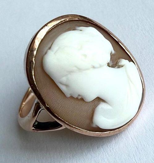 Ring - 9 kt. Roségoud - Gesigneerd Victoriaans Cameo, Handtassen en Accessoires, Ringen