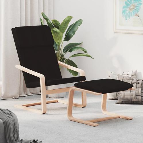 vidaXL Chaise de relaxation avec repose-pied Noir Tissu, Maison & Meubles, Fauteuils, Neuf, Envoi