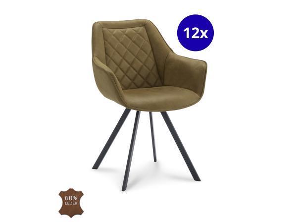 Veiling - Armstoel Jean (set van 12) Microleder - Mos - Groe, Huis en Inrichting, Stoelen