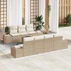 vidaXL 8-delige tuinsofa set met kussens in beige poly riet, Verzenden, Nieuw